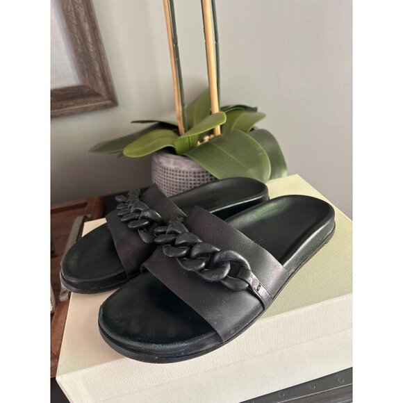 Marion Parke Christine Chain Slide Sandal Black Womens Size 37 7 - Picture 6 of 12